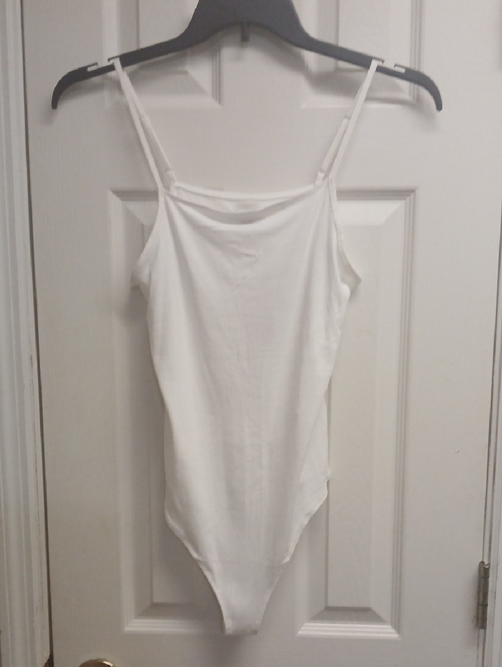 WILD FABLE NWT White Ribbed Cami Bodysuit with Adjustable Straps Size L